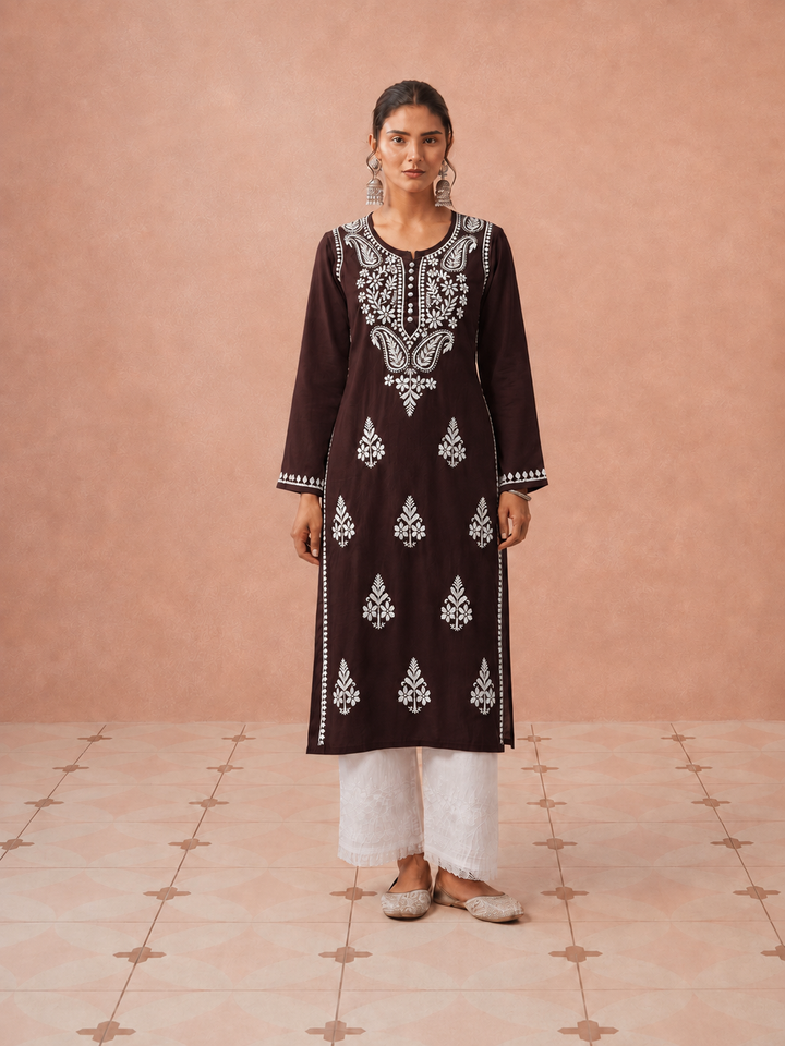 Leela Cotton Chikankari Straight Kurta