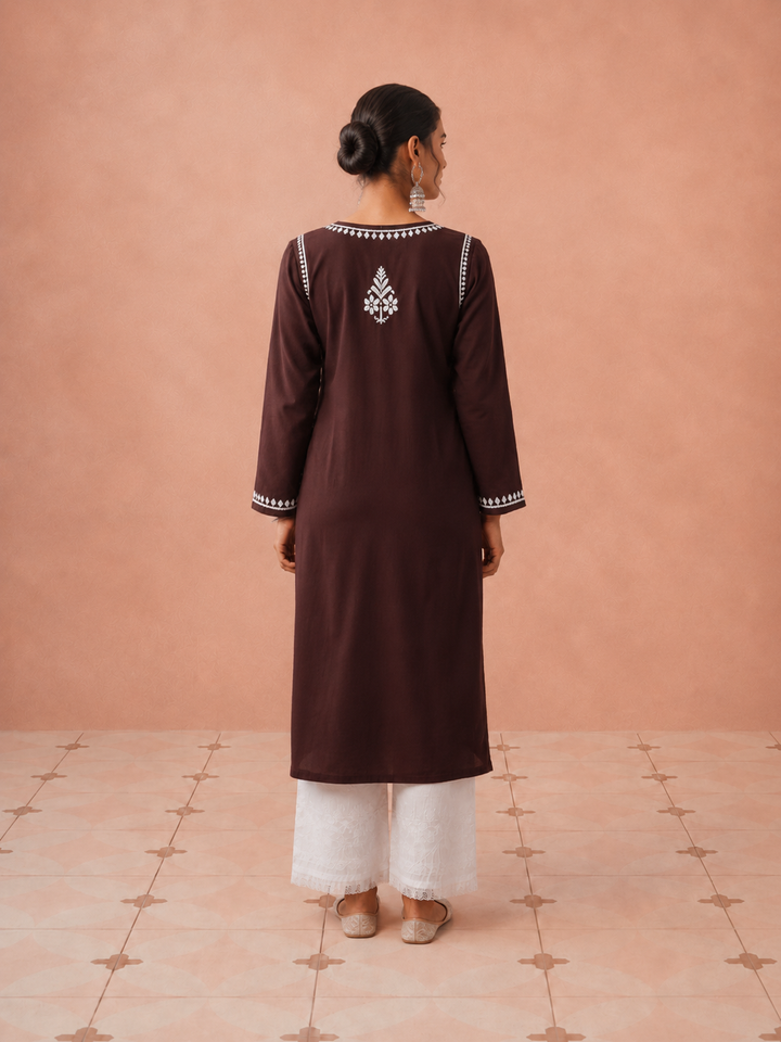 Leela Cotton Chikankari Straight Kurta