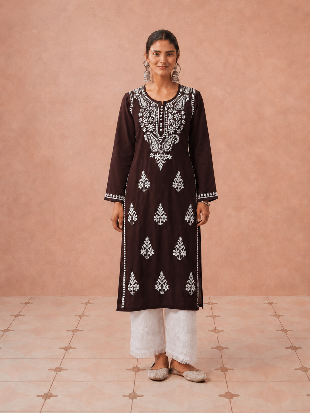 Leela Cotton Chikankari Straight Kurta