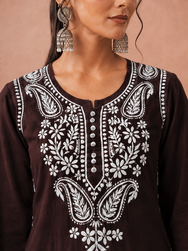 Leela Cotton Chikankari Straight Kurta