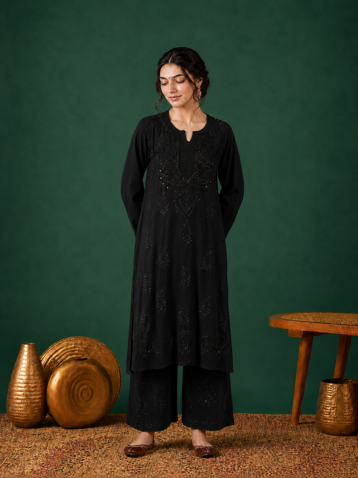 Jasmin Rayon Chikankari Mukaish Co-ord Set