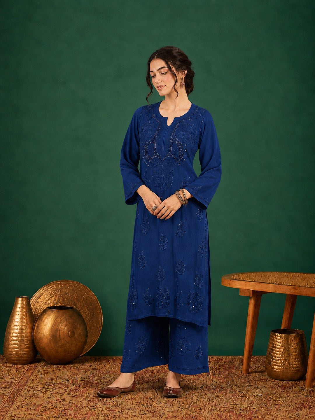 Jasmin Rayon Chikankari Mukaish Co-ord Set