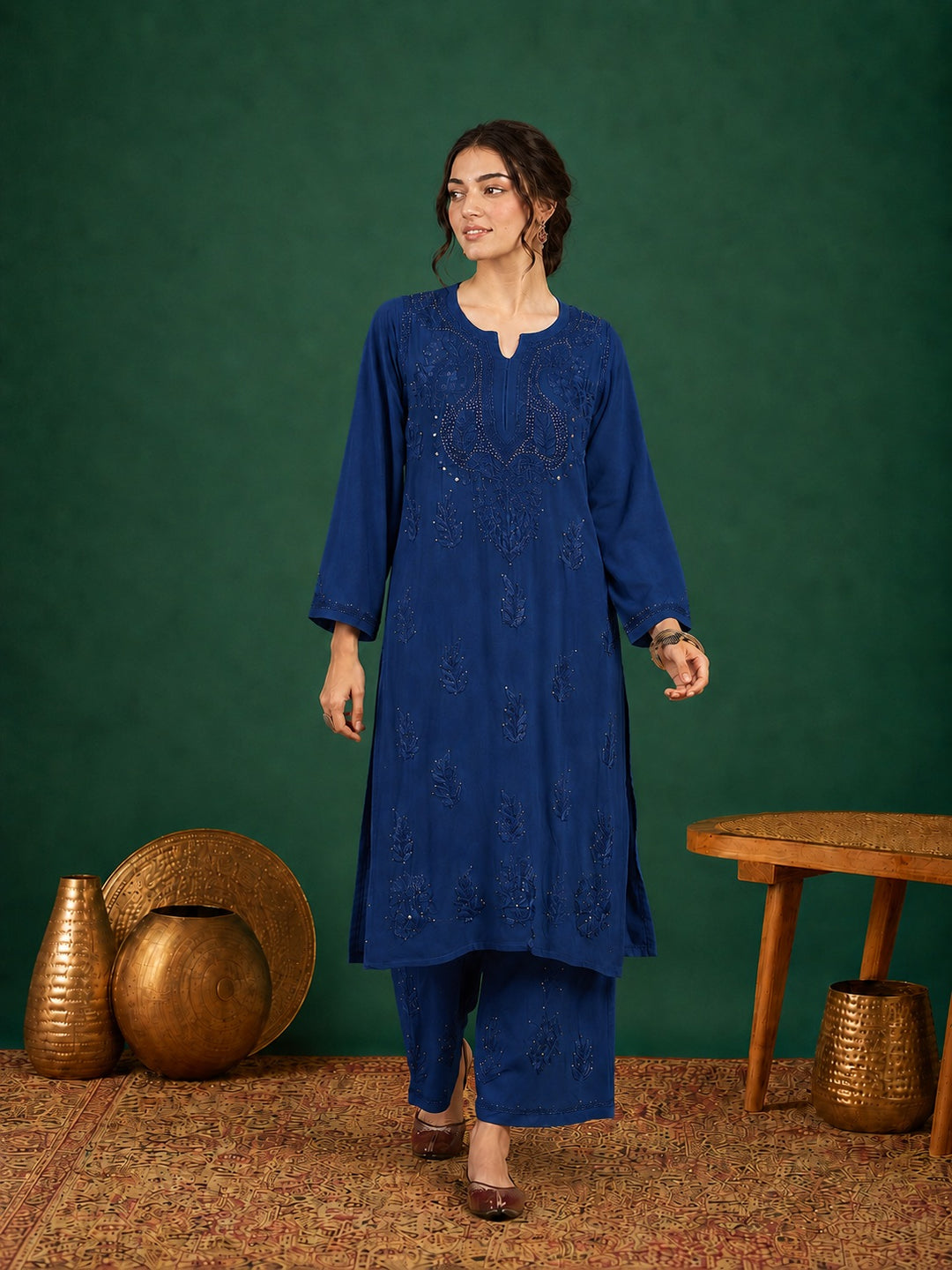 Jasmin Rayon Chikankari Mukaish Co-ord Set
