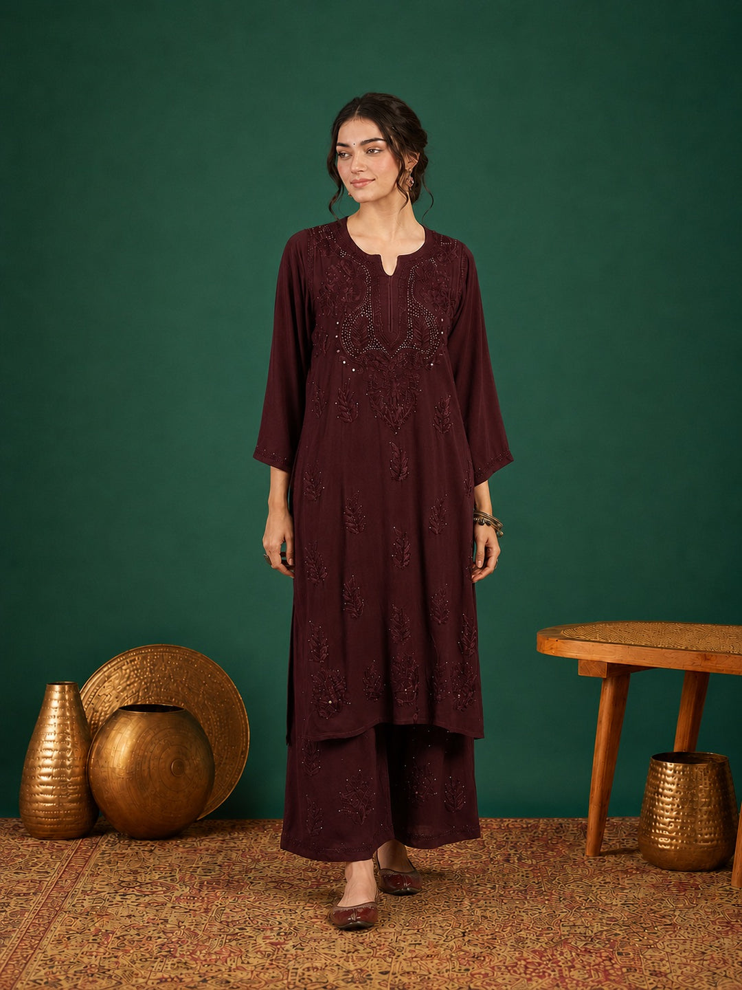 Jasmin Rayon Chikankari Mukaish Co-ord Set