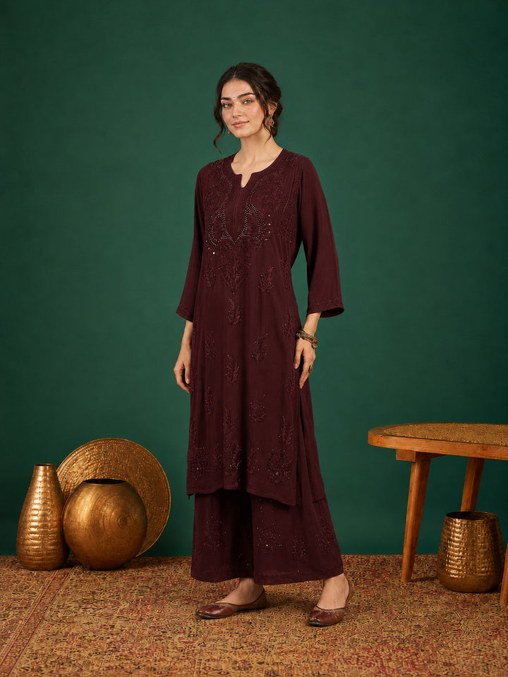 Jasmin Rayon Chikankari Mukaish Co-ord Set