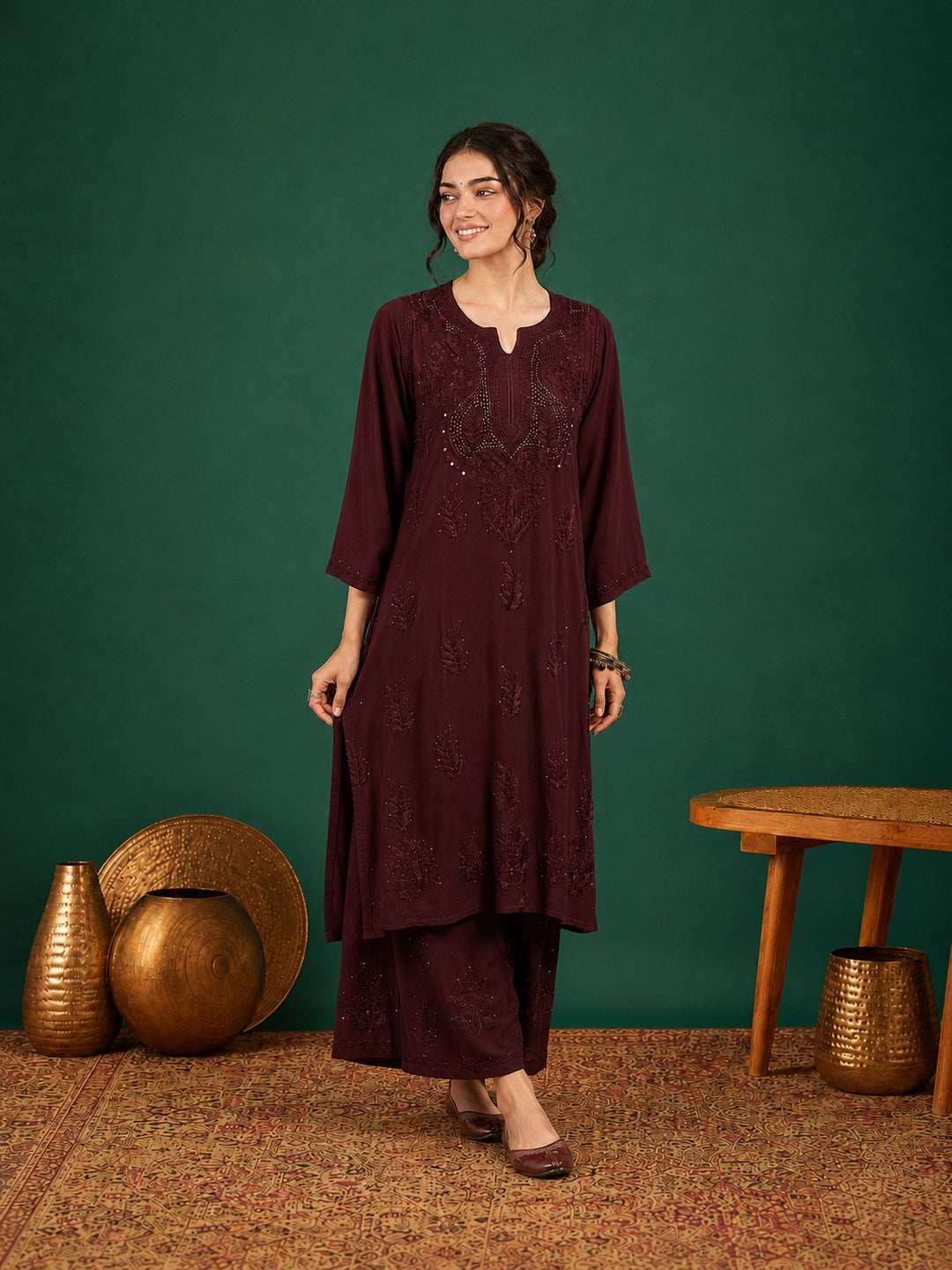 Jasmin Rayon Chikankari Mukaish Co-ord Set