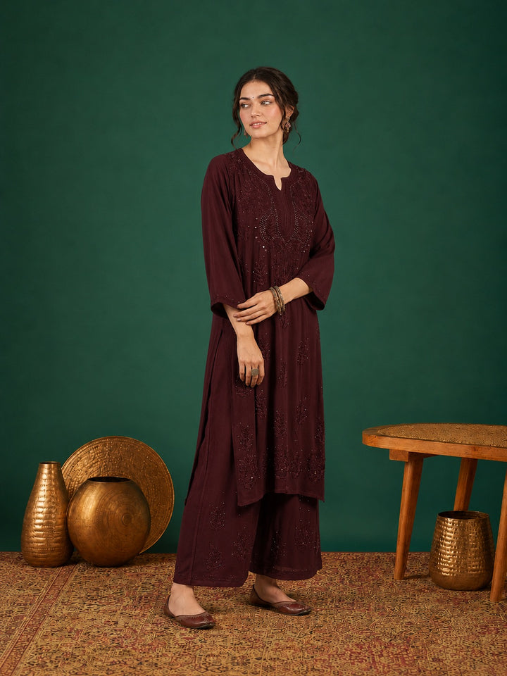 Jasmin Rayon Chikankari Mukaish Co-ord Set