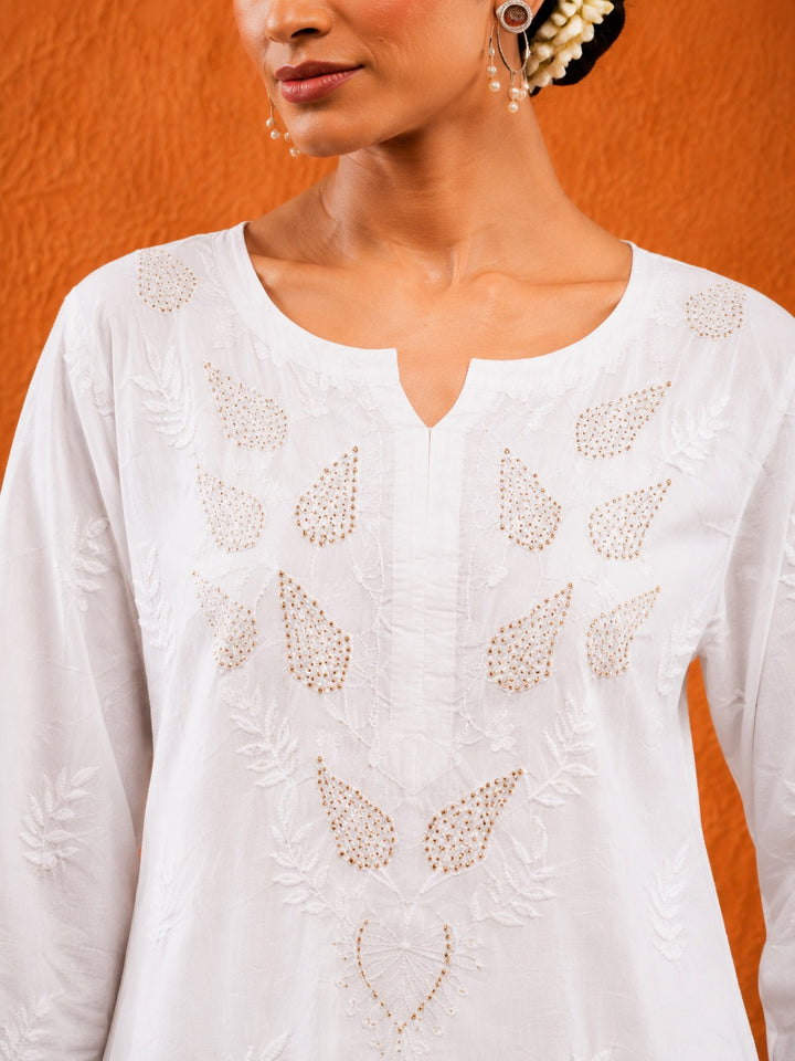 Karisma Chanderi Chikankari Mukaish Straight Kurta