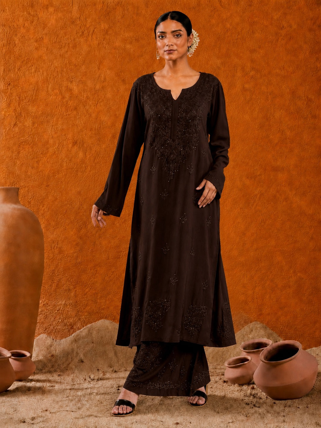 Avika Rayon Chikankari Mukaish Co-ord Set