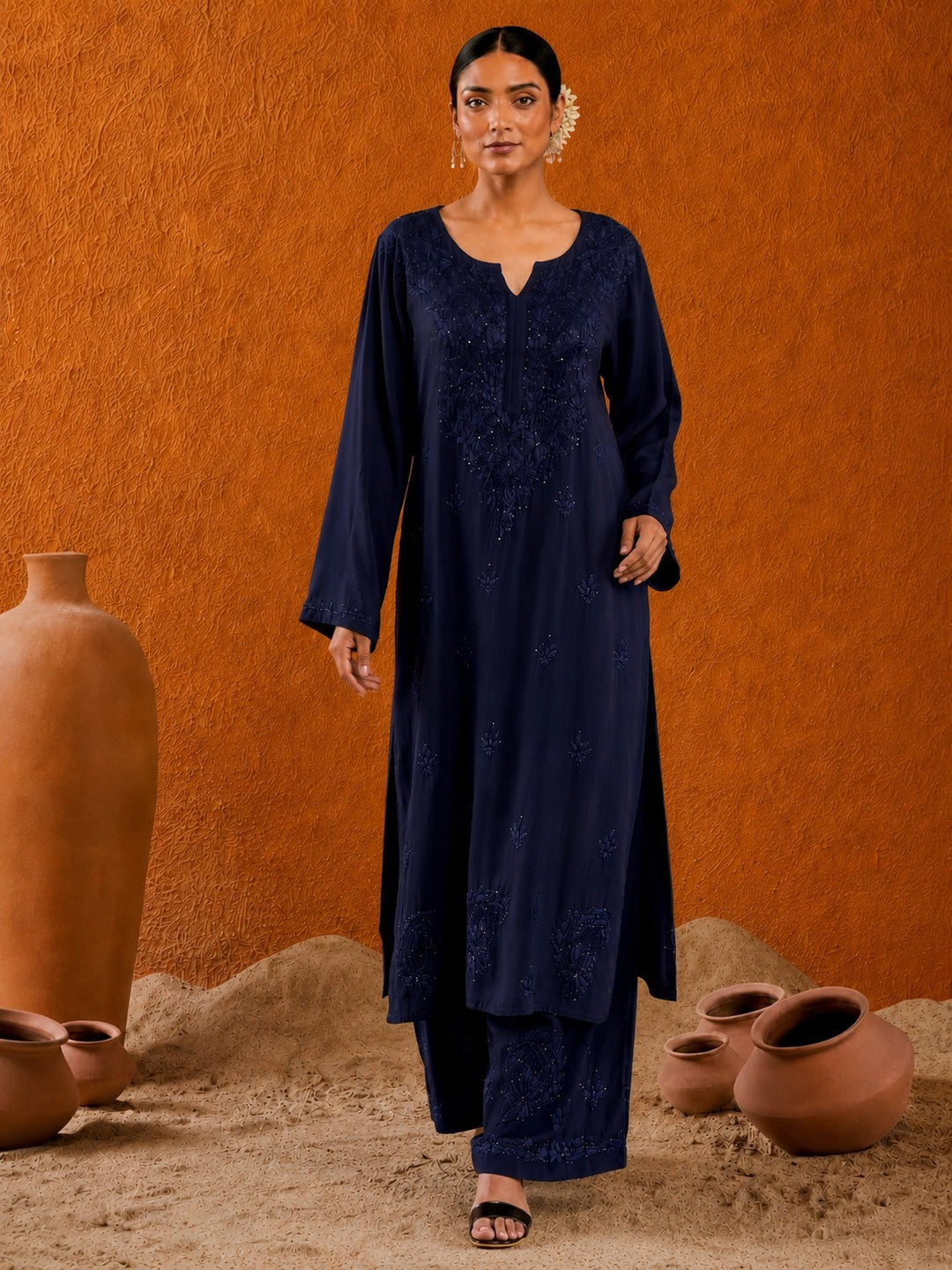 Avika Rayon Chikankari Mukaish Co-ord Set