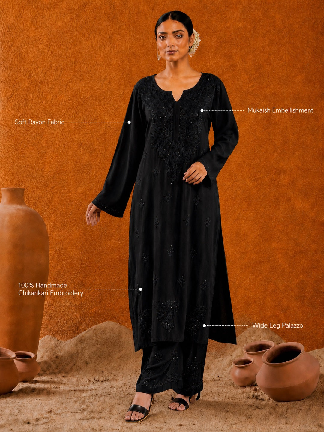 Avika Rayon Chikankari Mukaish Co-ord Set