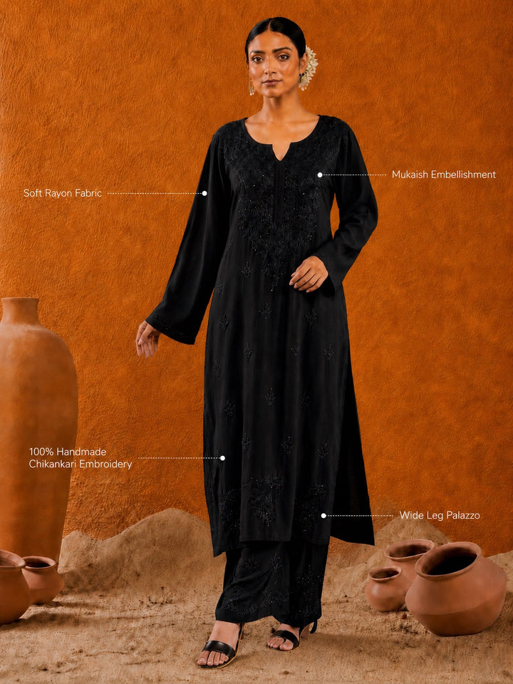 Avika Rayon Chikankari Mukaish Co-ord Set
