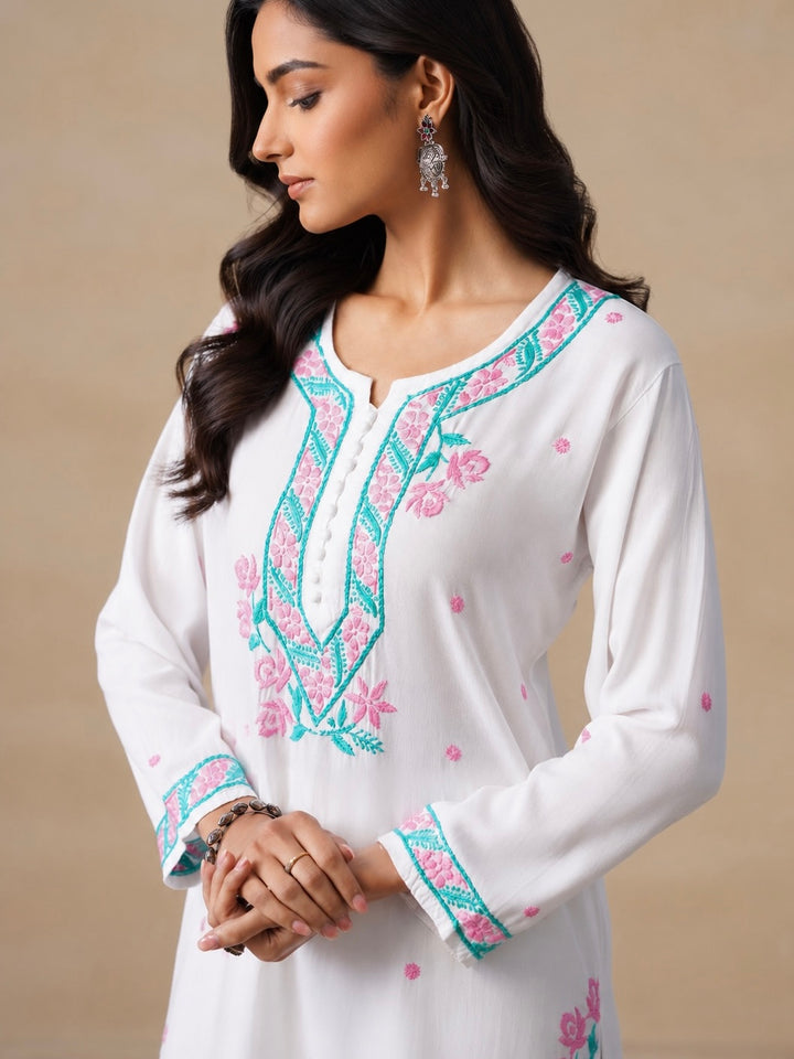 Gulab Rayon Chikankari Co-ord Set