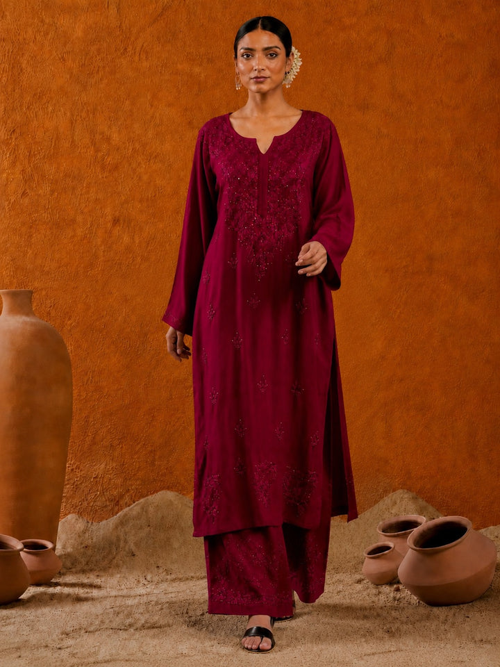 Avika Rayon Chikankari Mukaish Co-ord Set