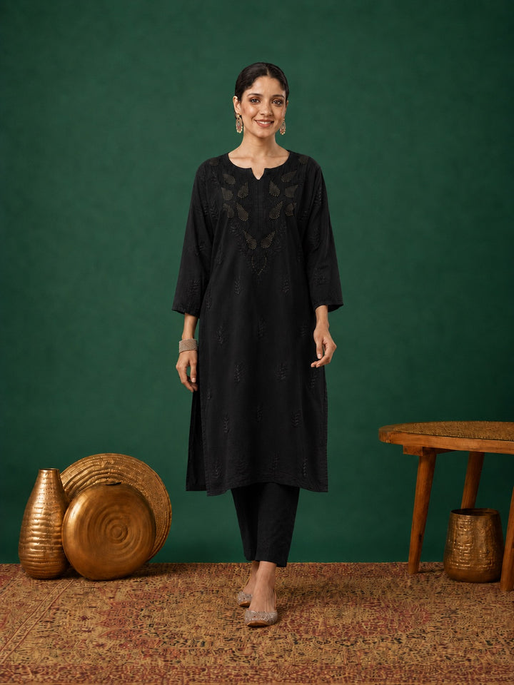Kumkum Chanderi Chikankari Mukaish Co-ord Set