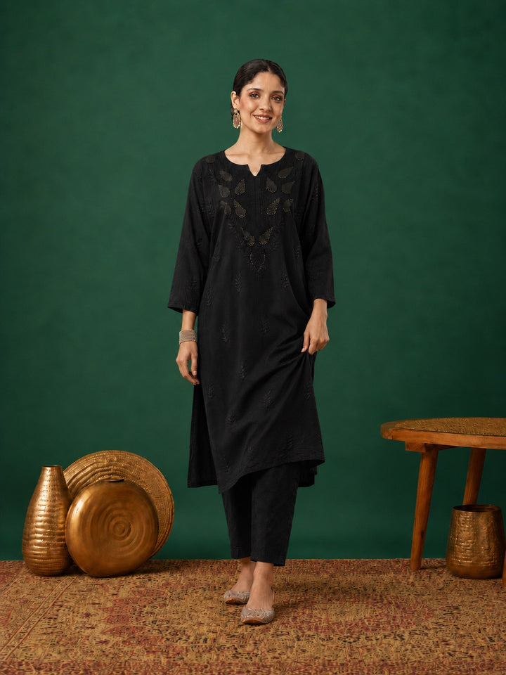 Kumkum Chanderi Chikankari Mukaish Co-ord Set