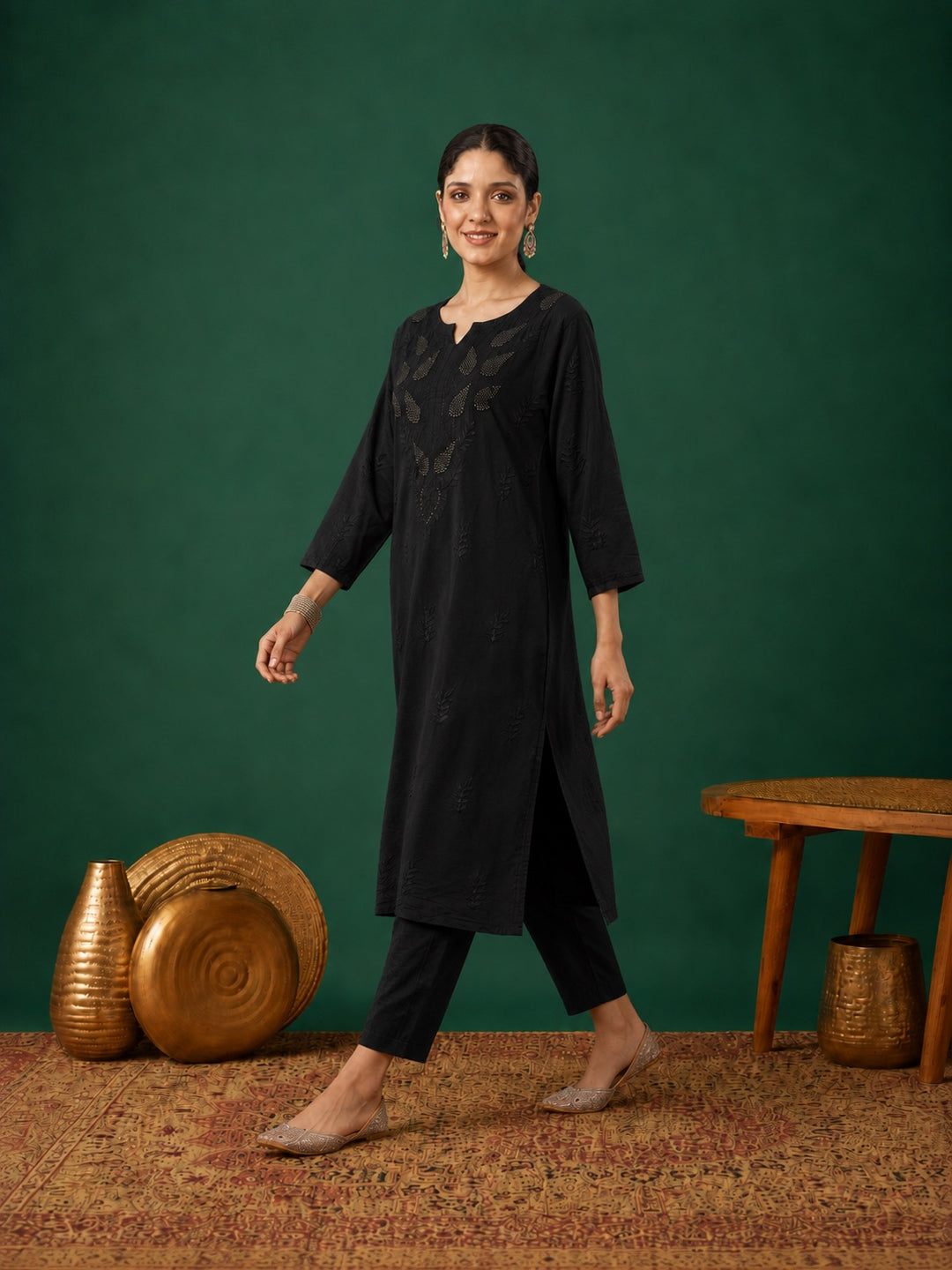 Kumkum Chanderi Chikankari Mukaish Co-ord Set