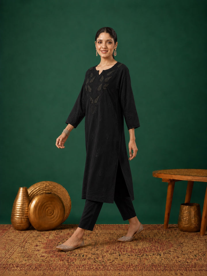 Kumkum Chanderi Chikankari Mukaish Co-ord Set