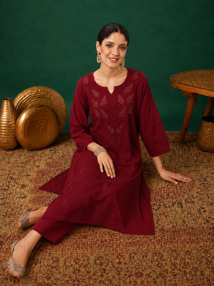 Kumkum Chanderi Chikankari Mukaish Co-ord Set