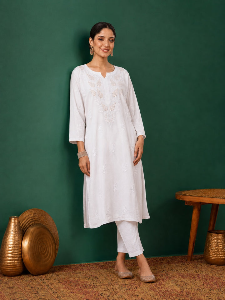 Kumkum Chanderi Chikankari Mukaish Co-ord Set
