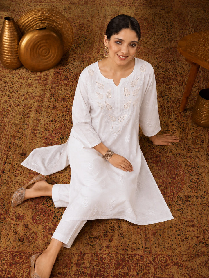 Kumkum Chanderi Chikankari Mukaish Co-ord Set
