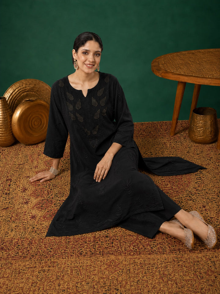 Kumkum Chanderi Chikankari Mukaish Co-ord Set