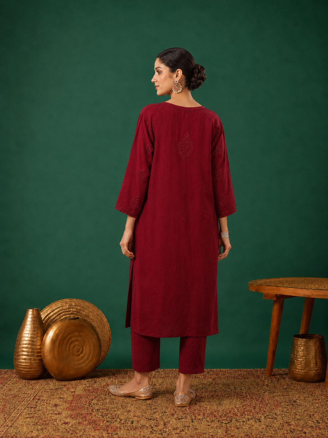 Kumkum Chanderi Chikankari Mukaish Co-ord Set