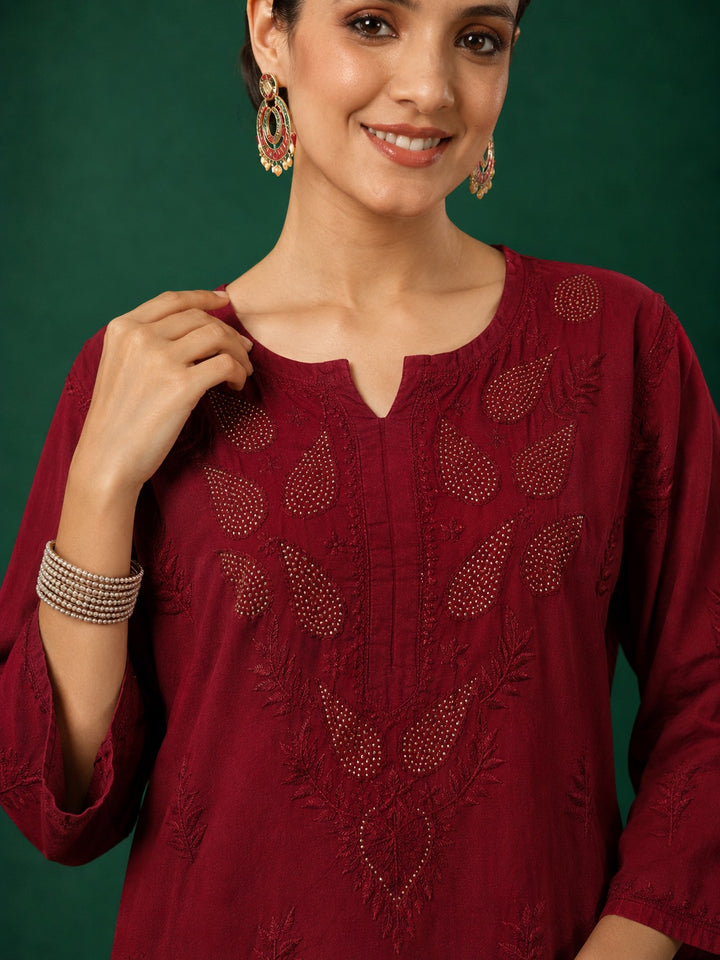 Kumkum Chanderi Chikankari Mukaish Co-ord Set