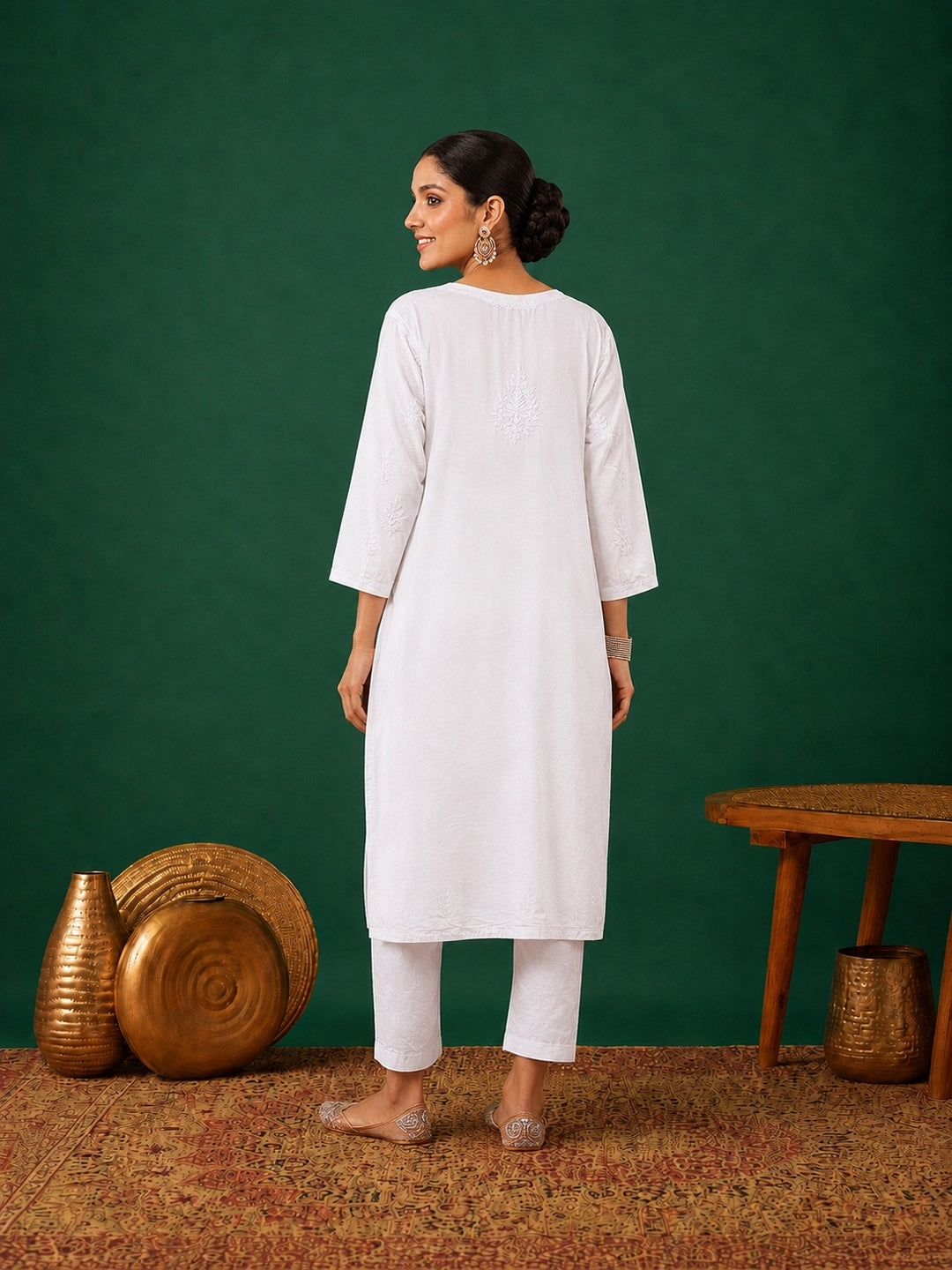 Kumkum Chanderi Chikankari Mukaish Co-ord Set