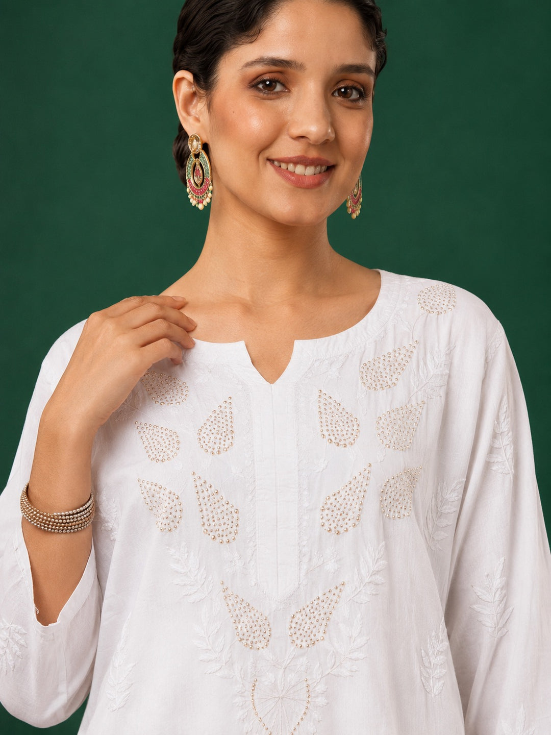 Kumkum Chanderi Chikankari Mukaish Co-ord Set