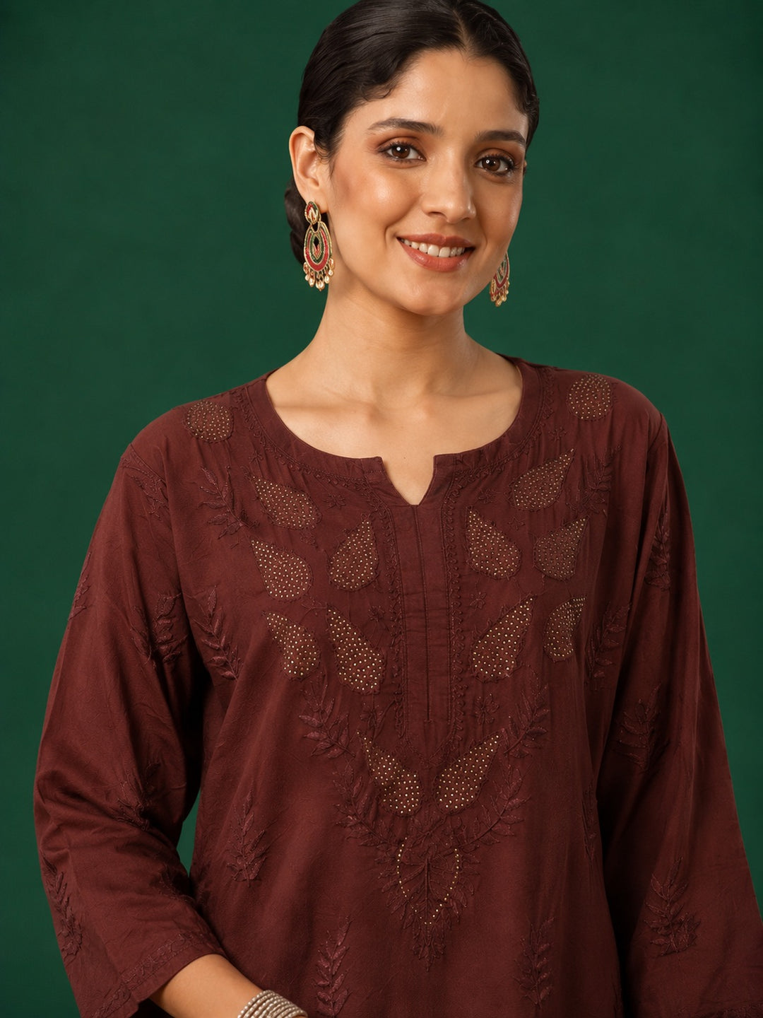 Kumkum Chanderi Chikankari Mukaish Co-ord Set