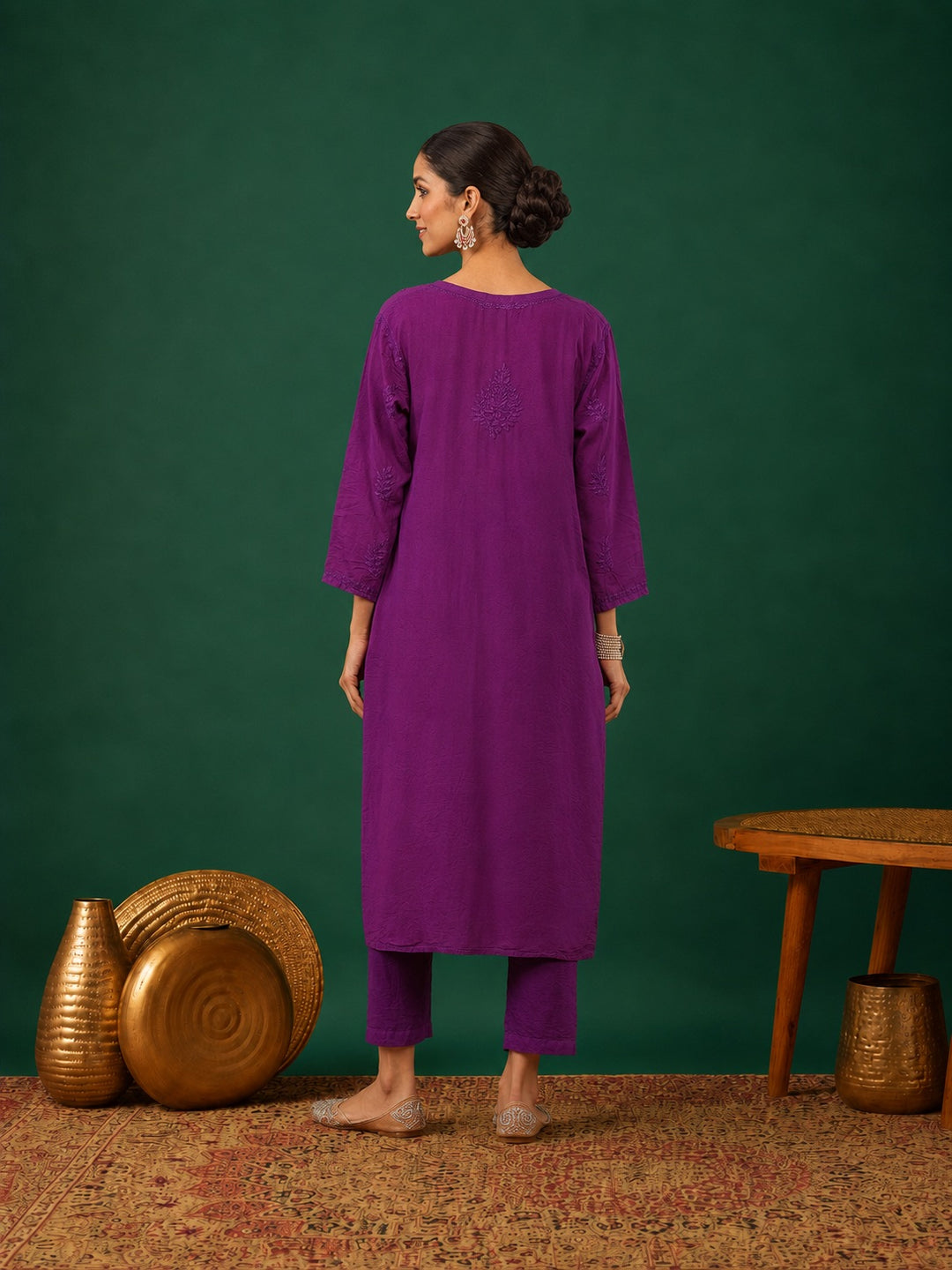 Kumkum Chanderi Chikankari Mukaish Co-ord Set