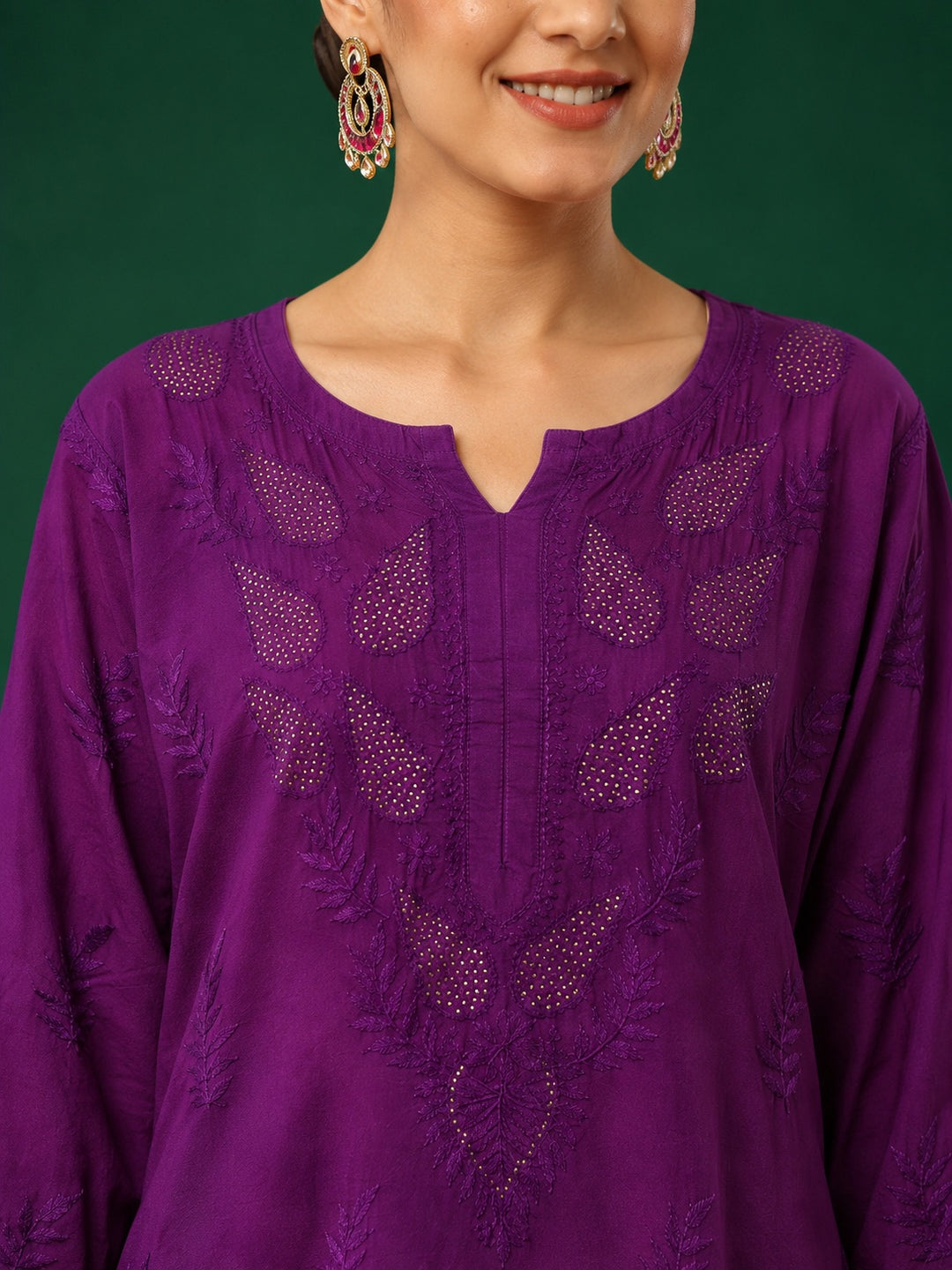Kumkum Chanderi Chikankari Mukaish Co-ord Set