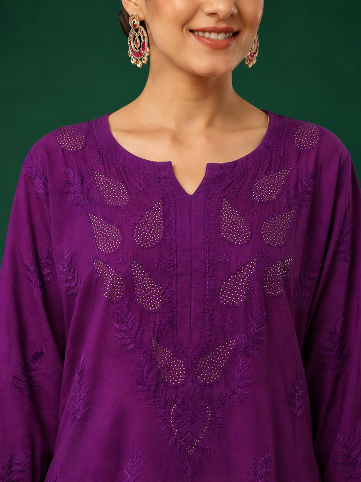 Kumkum Chanderi Chikankari Mukaish Co-ord Set