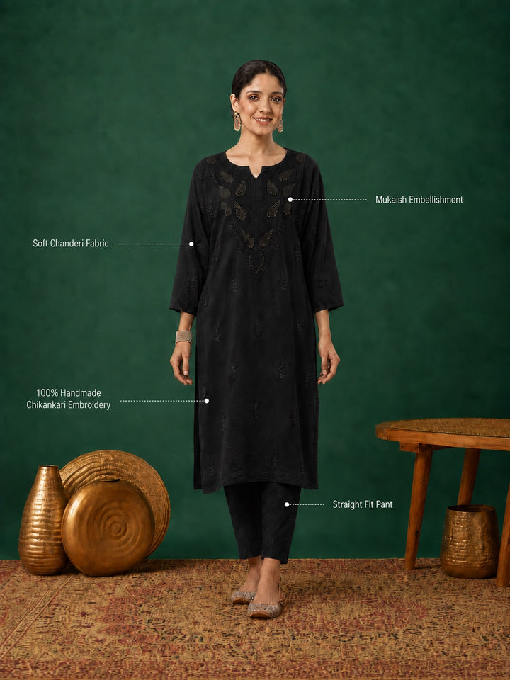 Kumkum Chanderi Chikankari Mukaish Co-ord Set