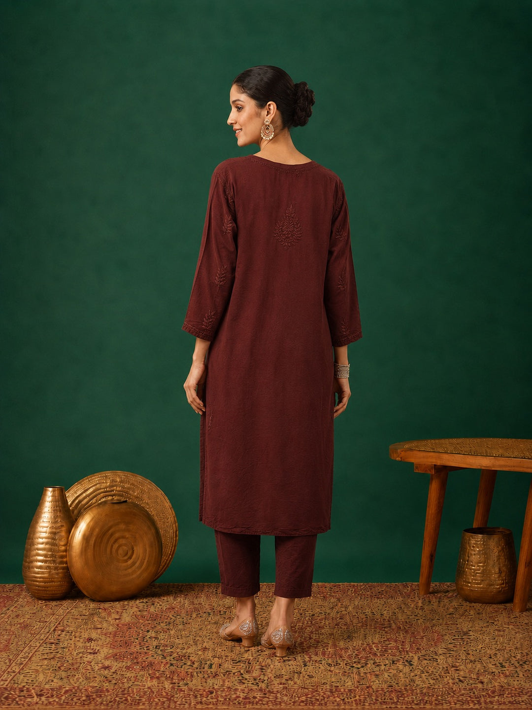 Kumkum Chanderi Chikankari Mukaish Co-ord Set