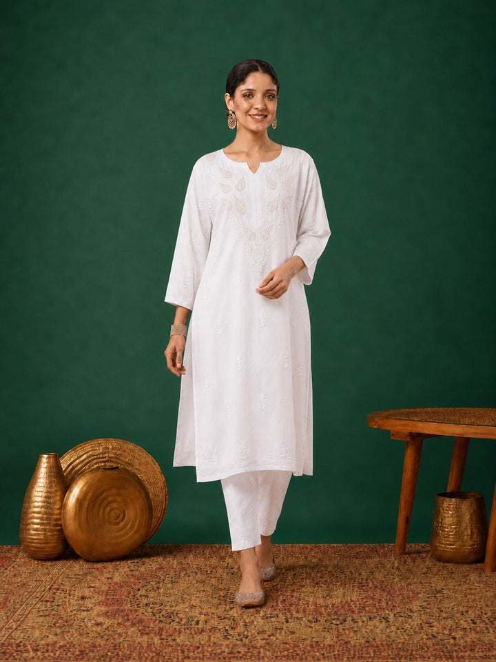 Kumkum Chanderi Chikankari Mukaish Co-ord Set