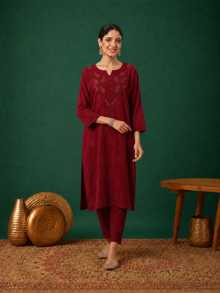 Kumkum Chanderi Chikankari Mukaish Co-ord Set