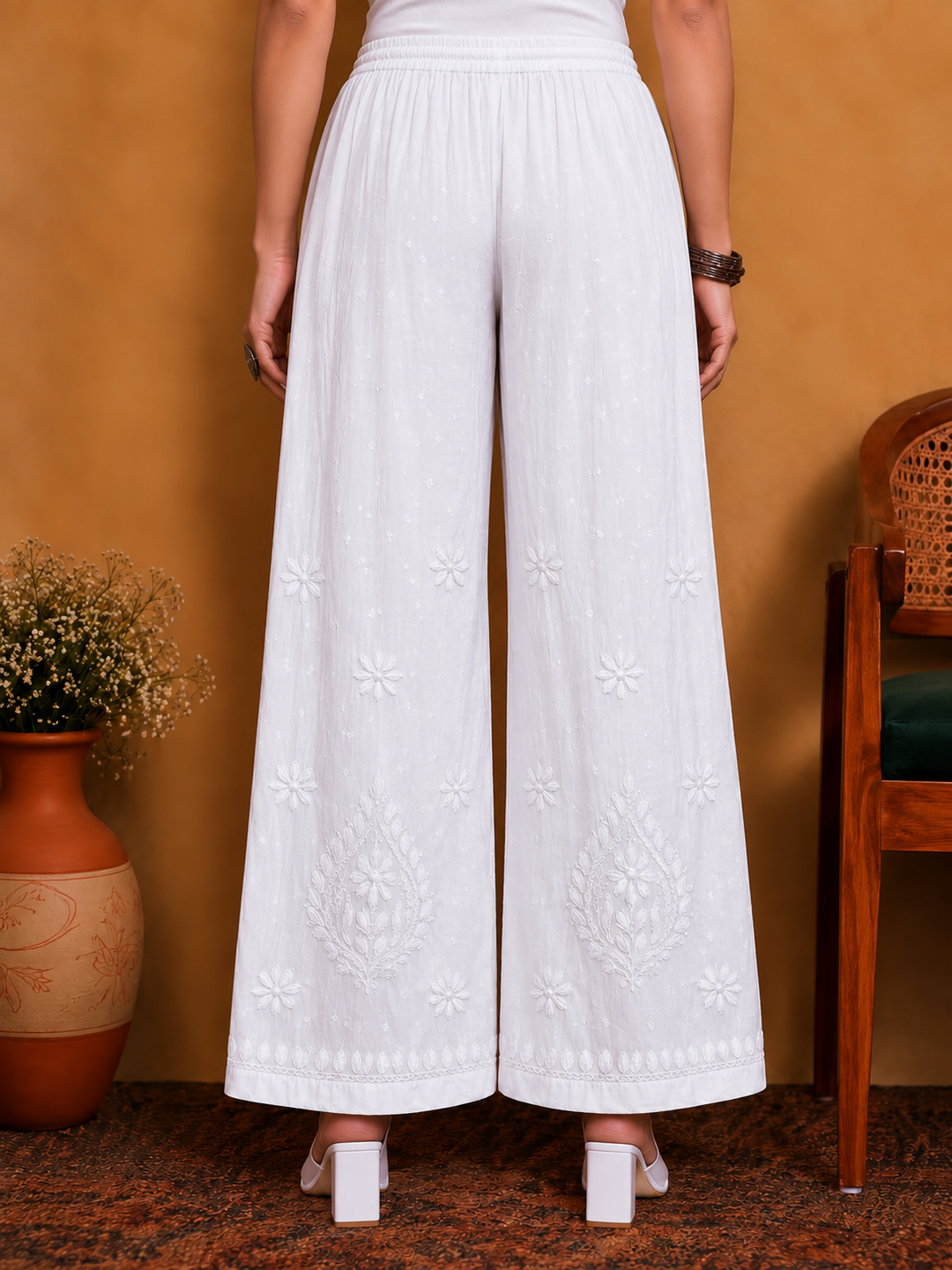 Qirat Chikankari Cotton Palazzo