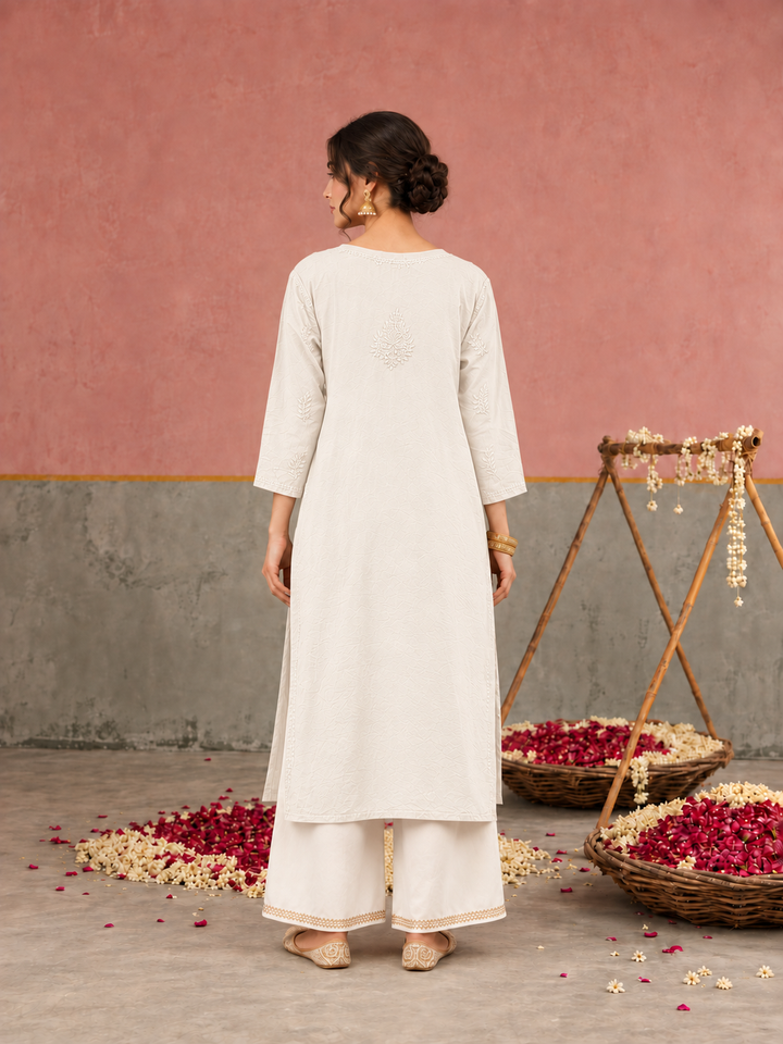 Karisma Chanderi Chikankari Mukaish Straight Kurta