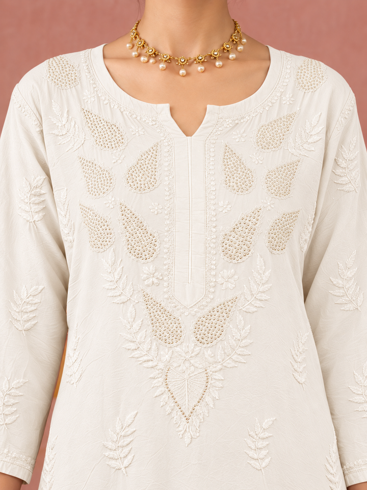 Karisma Chanderi Chikankari Mukaish Straight Kurta