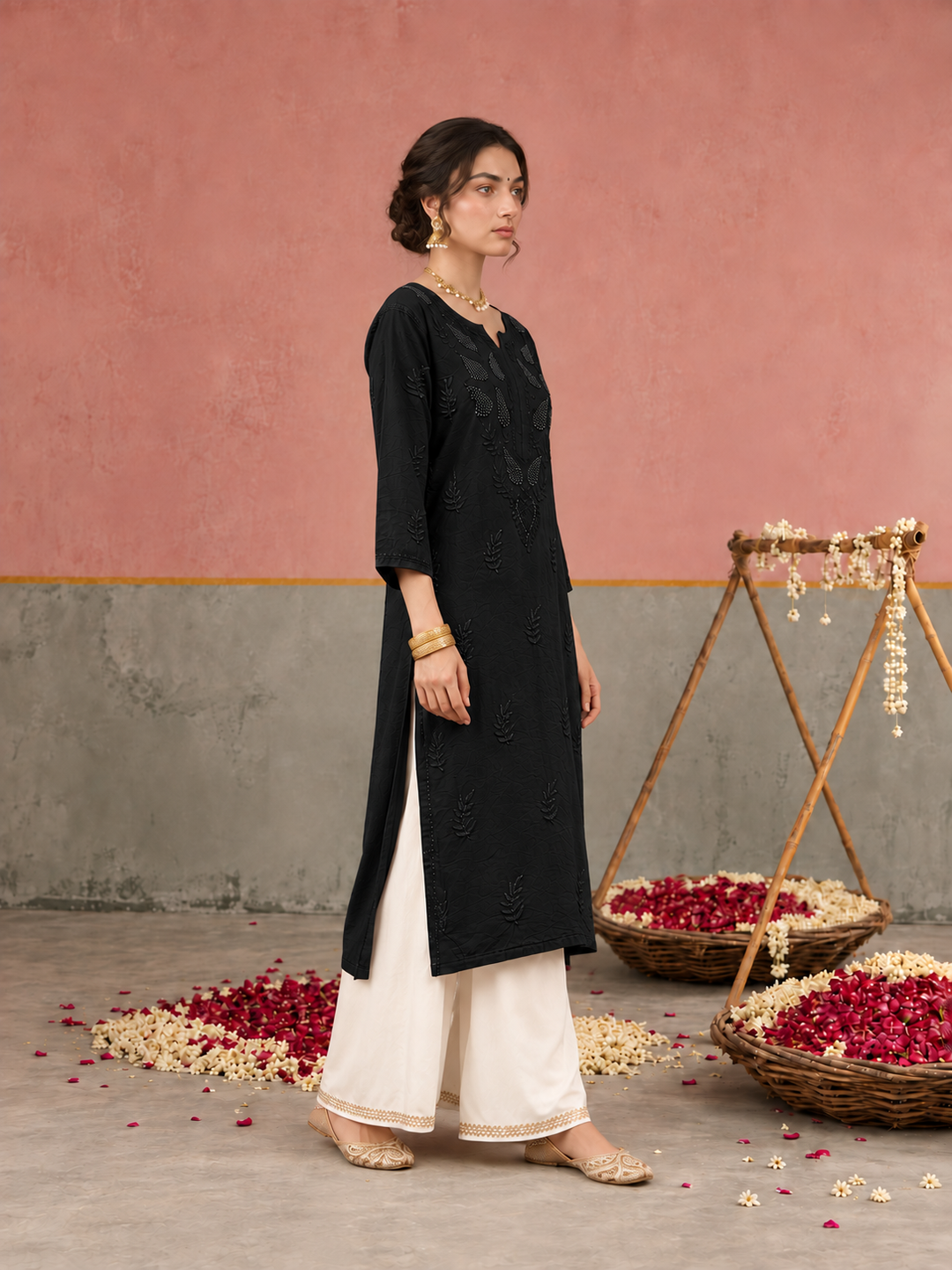Karisma Chanderi Chikankari Mukaish Straight Kurta