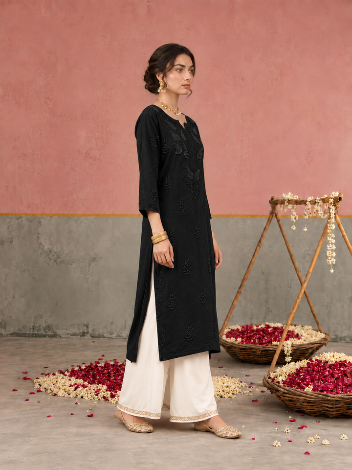 Karisma Chanderi Chikankari Mukaish Straight Kurta