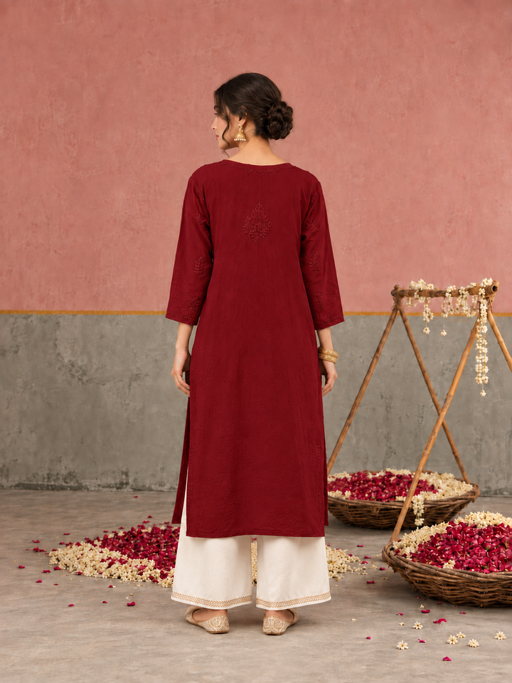 Karisma Chanderi Chikankari Mukaish Straight Kurta