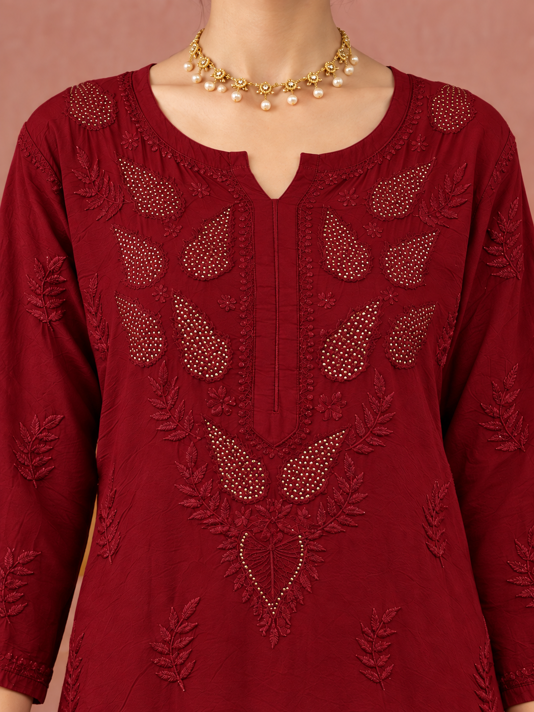 Karisma Chanderi Chikankari Mukaish Straight Kurta