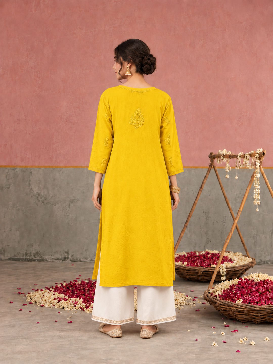 Karisma Chanderi Chikankari Mukaish Straight Kurta