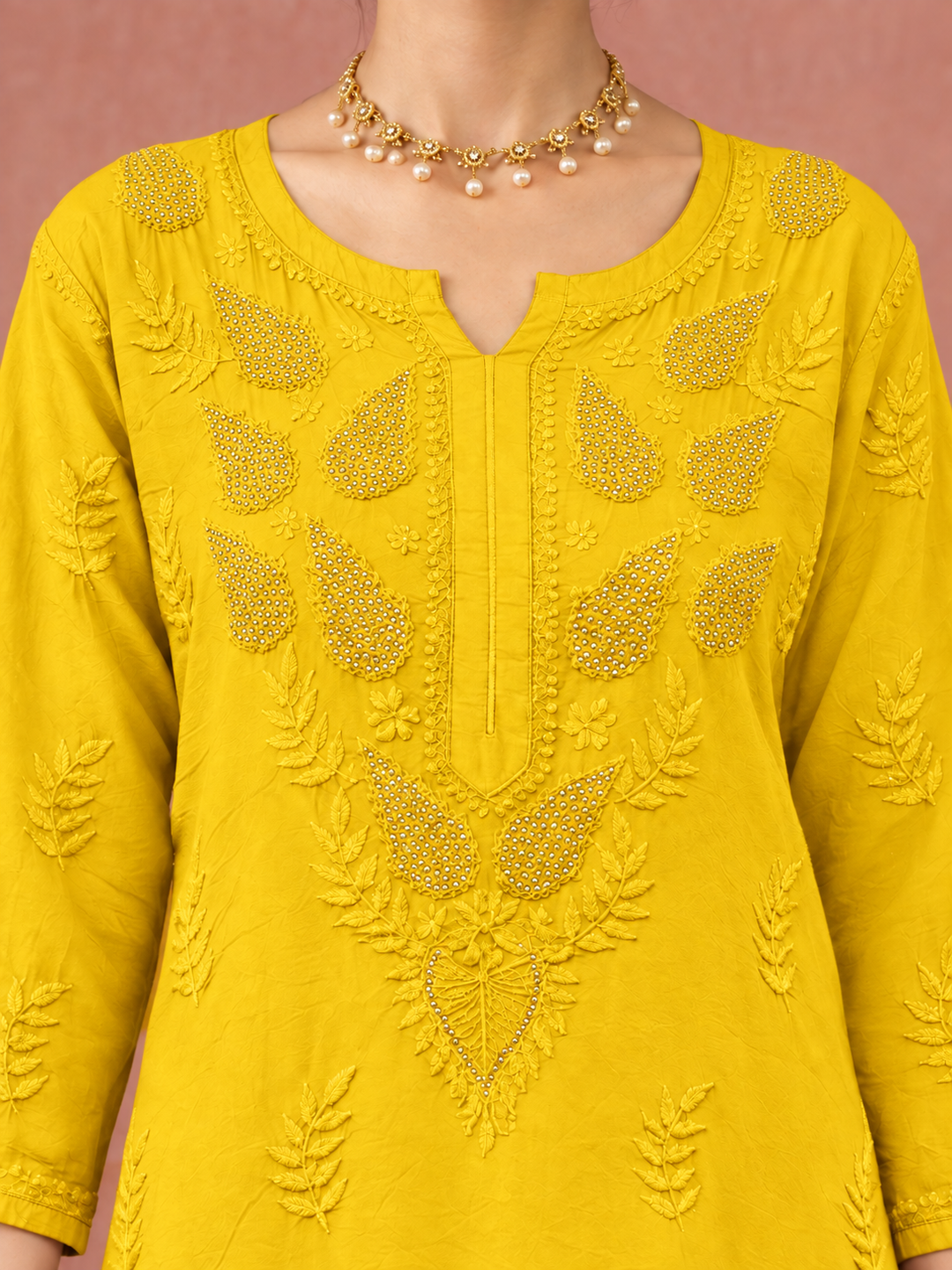 Karisma Chanderi Chikankari Mukaish Straight Kurta