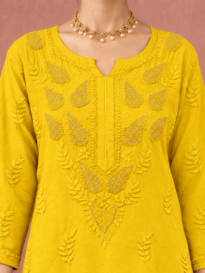 Karisma Chanderi Chikankari Mukaish Straight Kurta