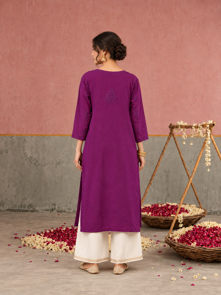 Karisma Chanderi Chikankari Mukaish Straight Kurta