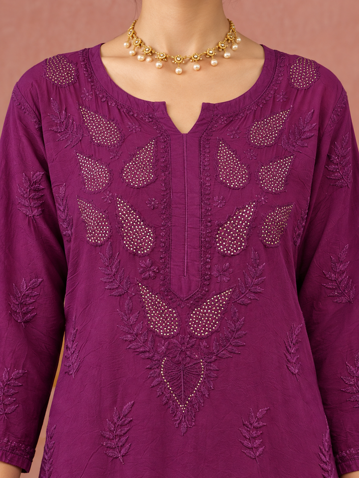 Karisma Chanderi Chikankari Mukaish Straight Kurta